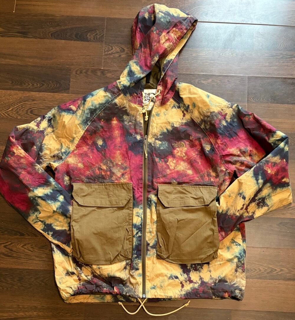 The North Face Printed Ripstop Wind Hoodie Ice Dye Jacket L